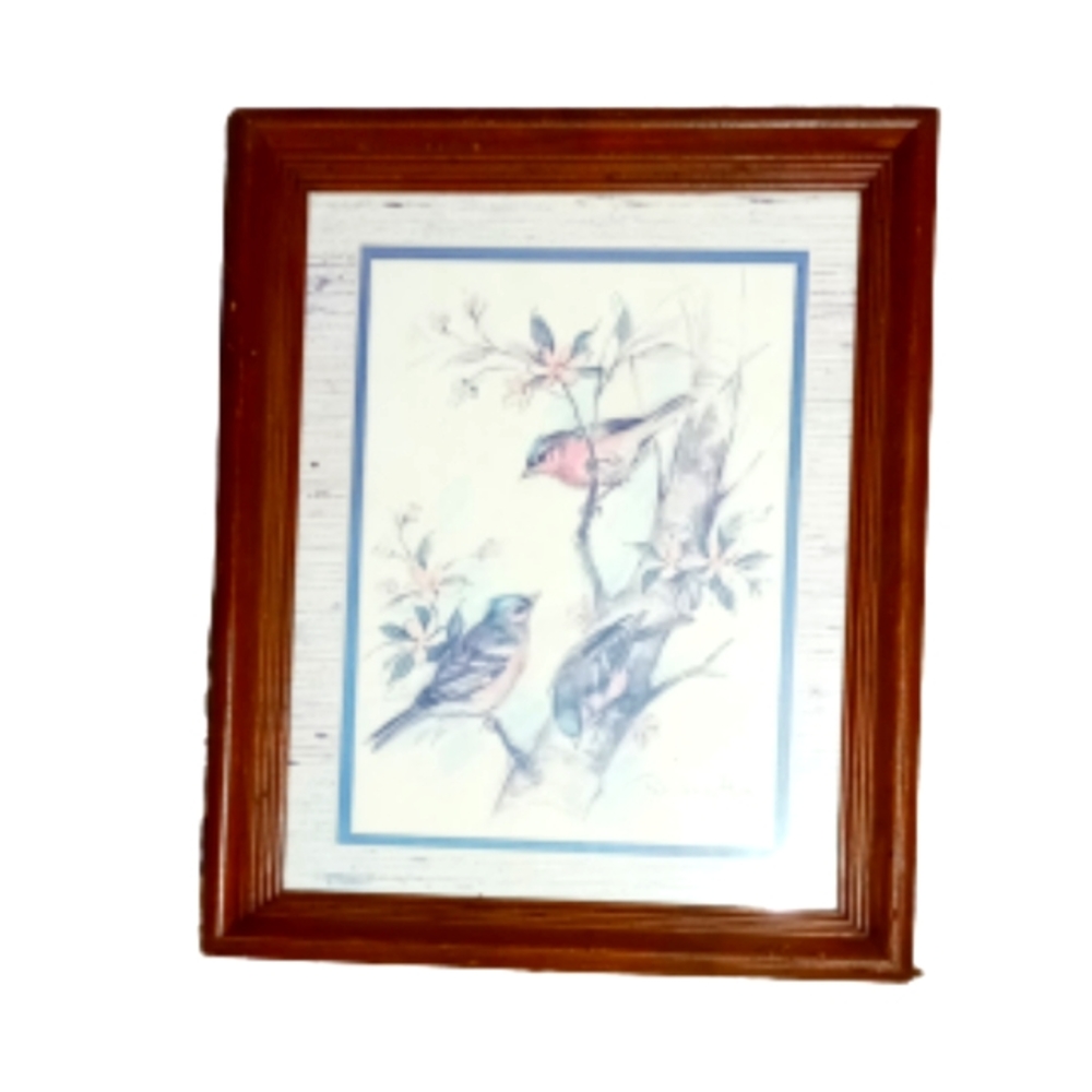 Paul Whitney Hunter Signed Wood Framed Bird Wildlife Picture Wall Art Decor